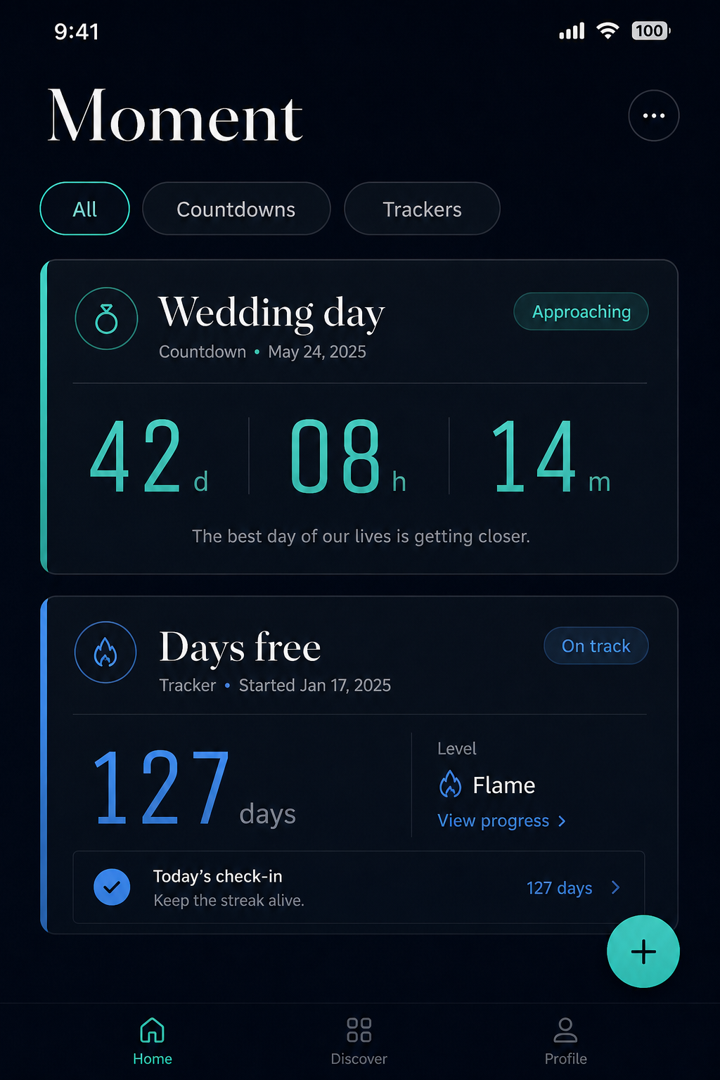 Moment Countdown Timer app interface